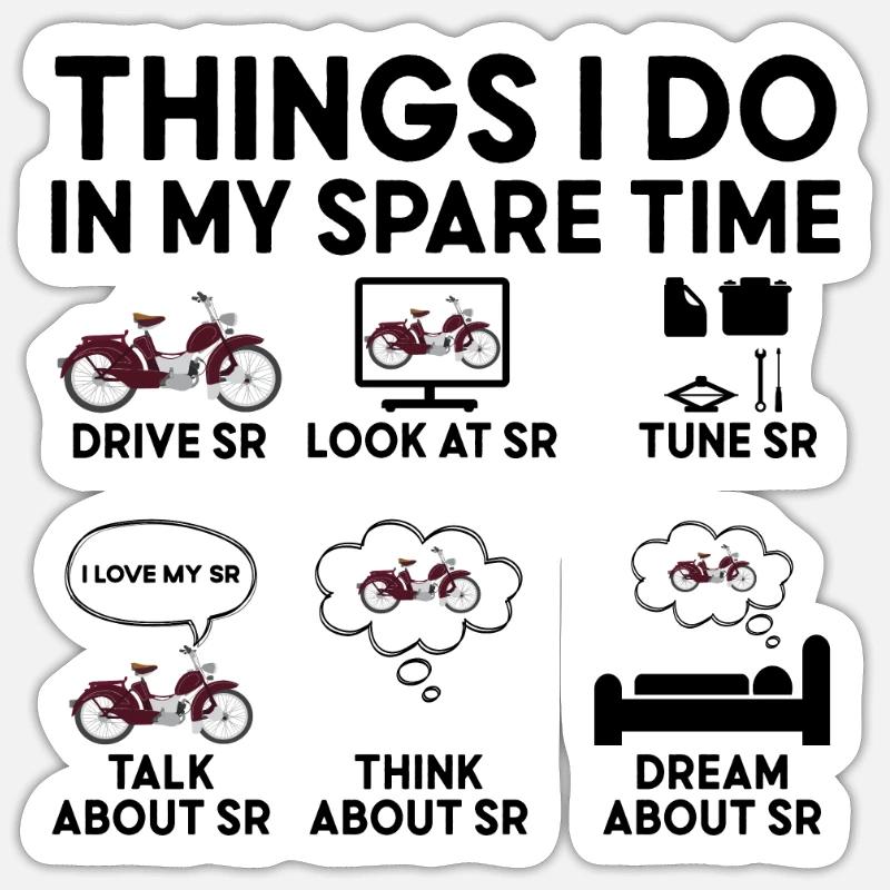 SR Moped - Sticker size S (10 x 10 cm) - white matte