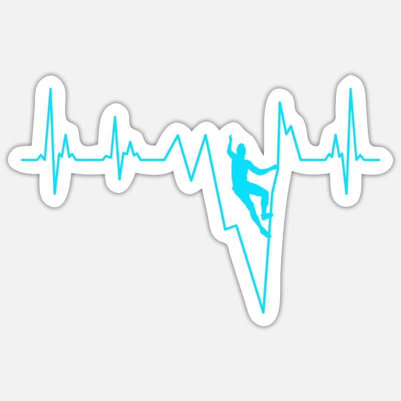 Boulder Herzschlag Kletter Herzfrequenz - Sticker Größe S (10 x 10 cm) - Mattweiß