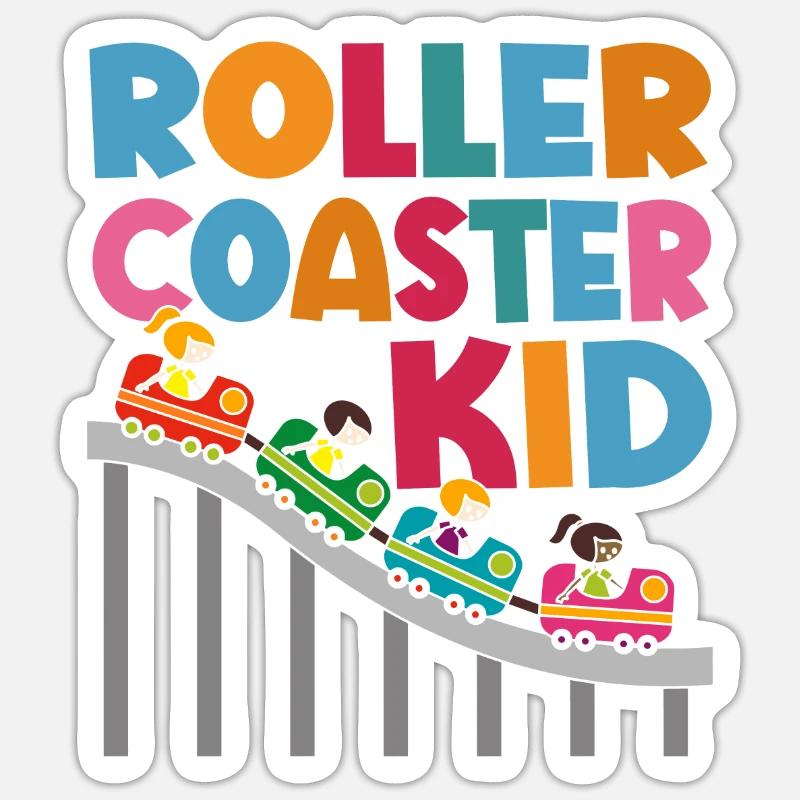 Achterbahn Freizeitpark Vergnügungspark - Sticker Größe S (10 x 10 cm) - Mattweiß