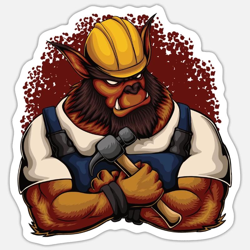 Construction worker Bär Sticker size S (10 x 10 cm)