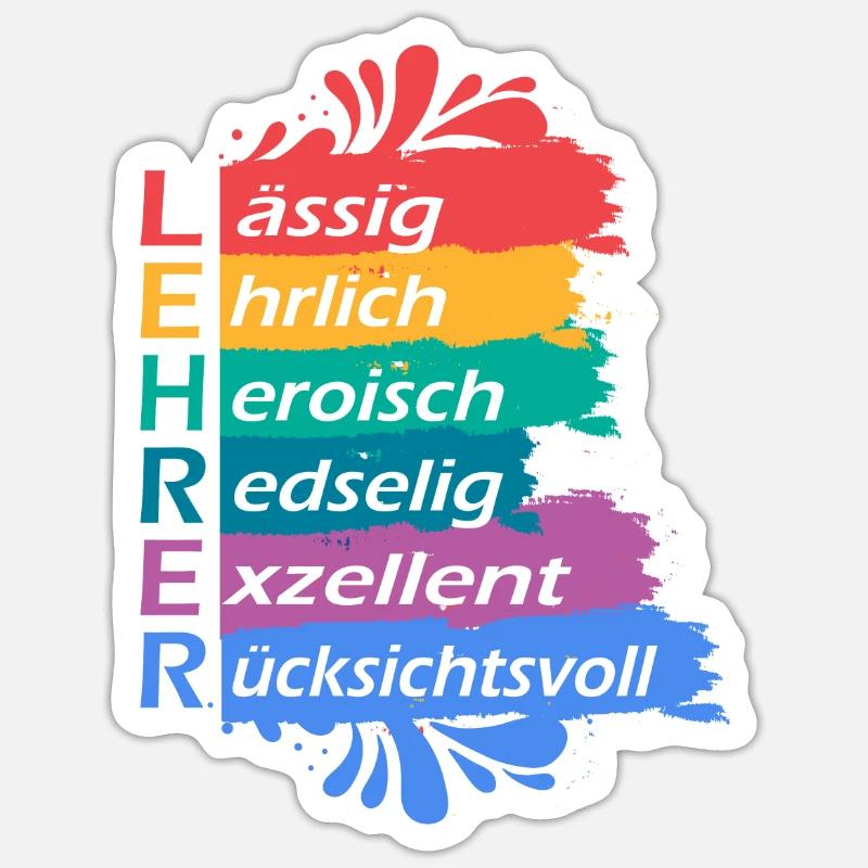 Buntes Lehrer Spruch Schuldesign - Sticker Größe S (10 x 10 cm) - Mattweiß
