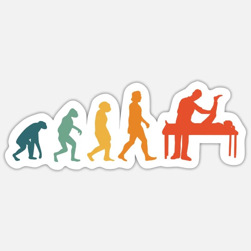 Physiotherapeut Evolution Retro Physio - Sticker Größe S (10 x 10 cm) - Mattweiß