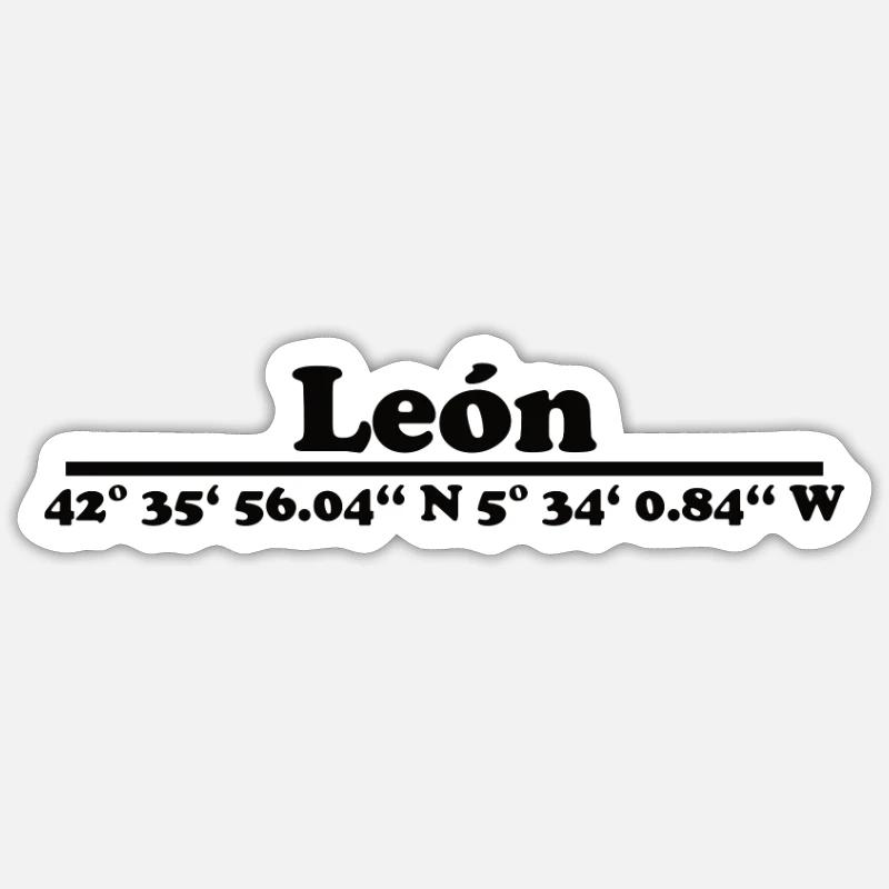 León Coordonnées - Sticker taille S (10 x 10 cm) - blanc mat