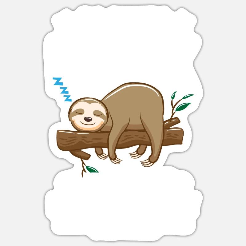 Faultier Faul Tier Tier Geschenk - Sticker Größe S (10 x 10 cm) - Mattweiß