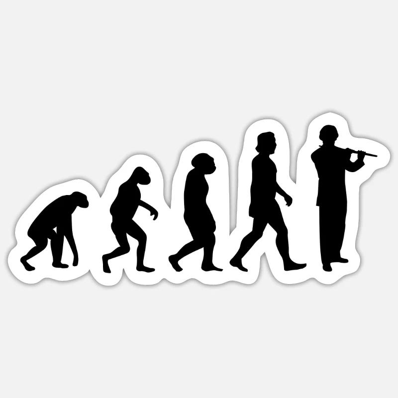Flötist Evolution Querflöte Flöte Sticker Größe S (10 x 10 cm)