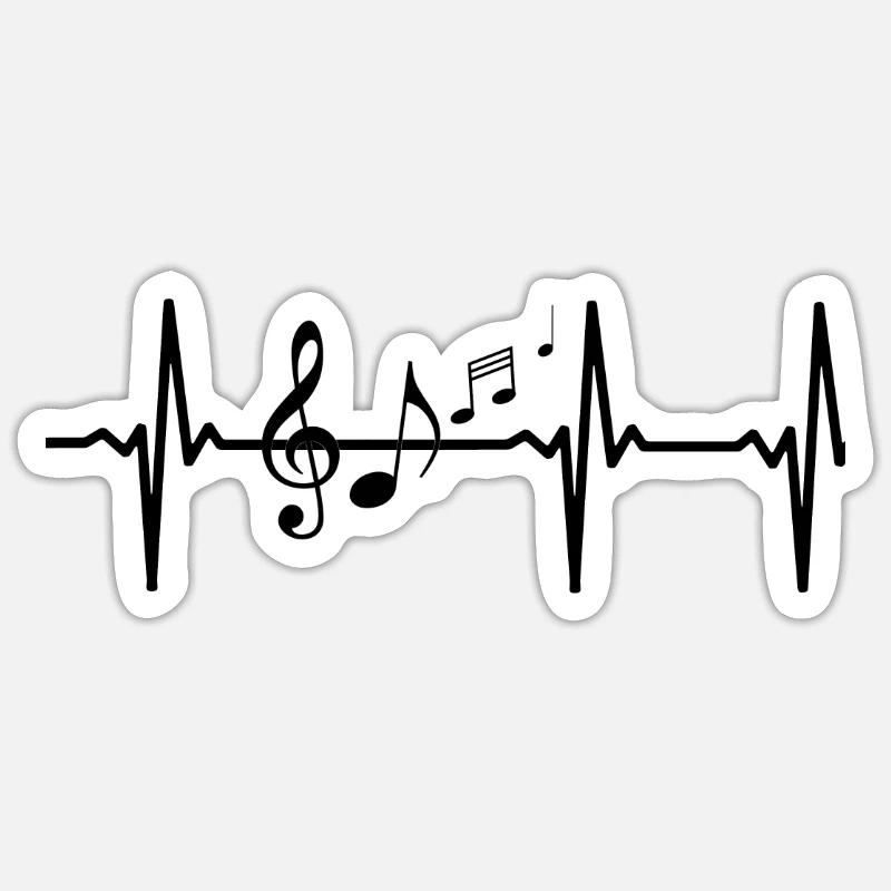 Notes musicales - Sticker taille S (10 x 10 cm) - blanc mat