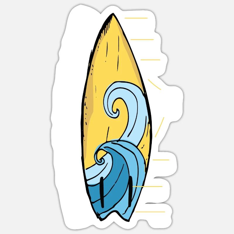 Surf surf surf surf surf planche de surf plage cadeau - Sticker taille S (10 x 10 cm) - blanc mat