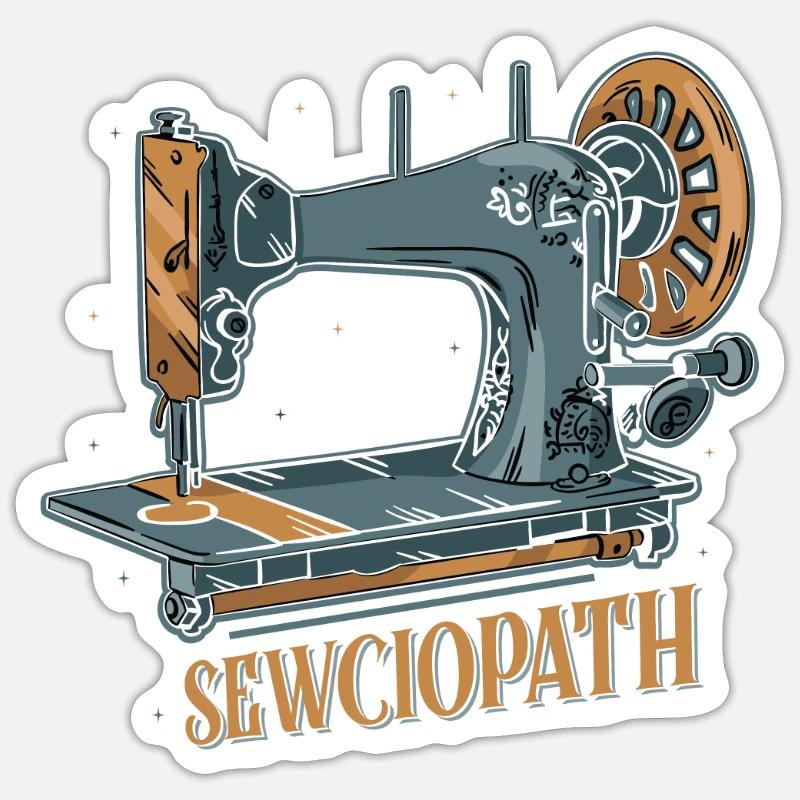 Sewing Sewing Machine Craft Hobby - Sticker size S (10 x 10 cm) - white matte