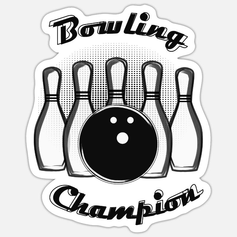 Bowling Champion - Sticker taille S (10 x 10 cm) - blanc mat