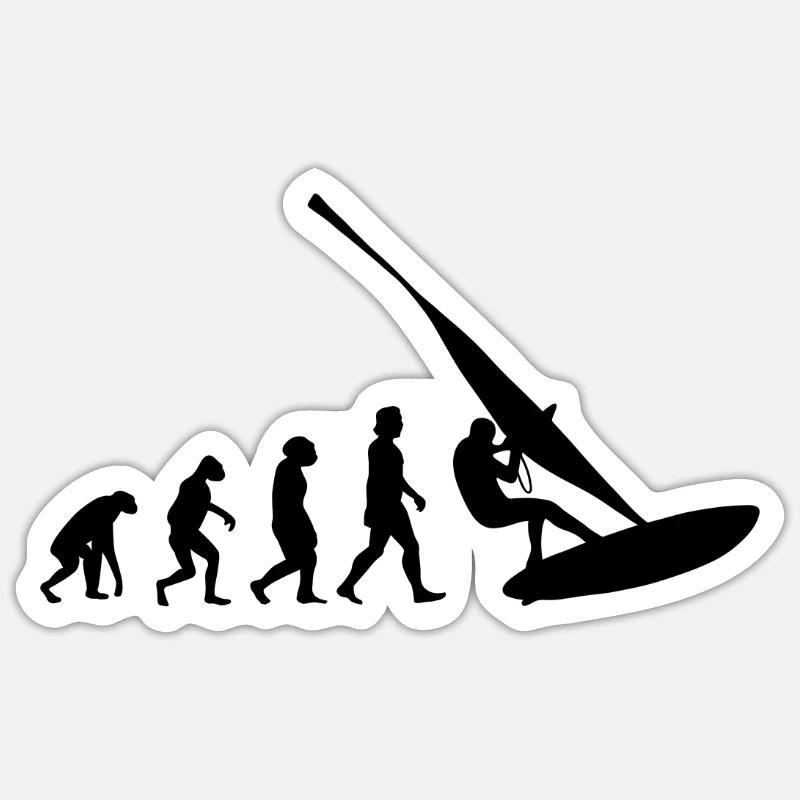 Windsurfer Evolution Windsurfing Surfer Windsurf Sticker Größe S (10 x 10 cm)