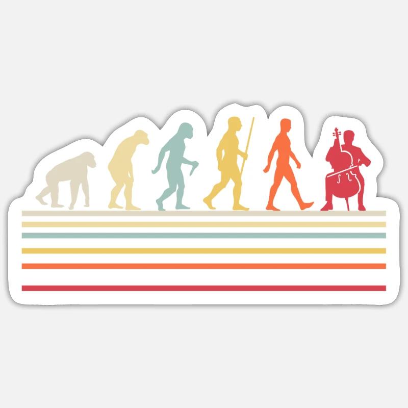 Rétro Evolution violoncelle musicien musique violoncelle Sticker taille S (10 x 10 cm)