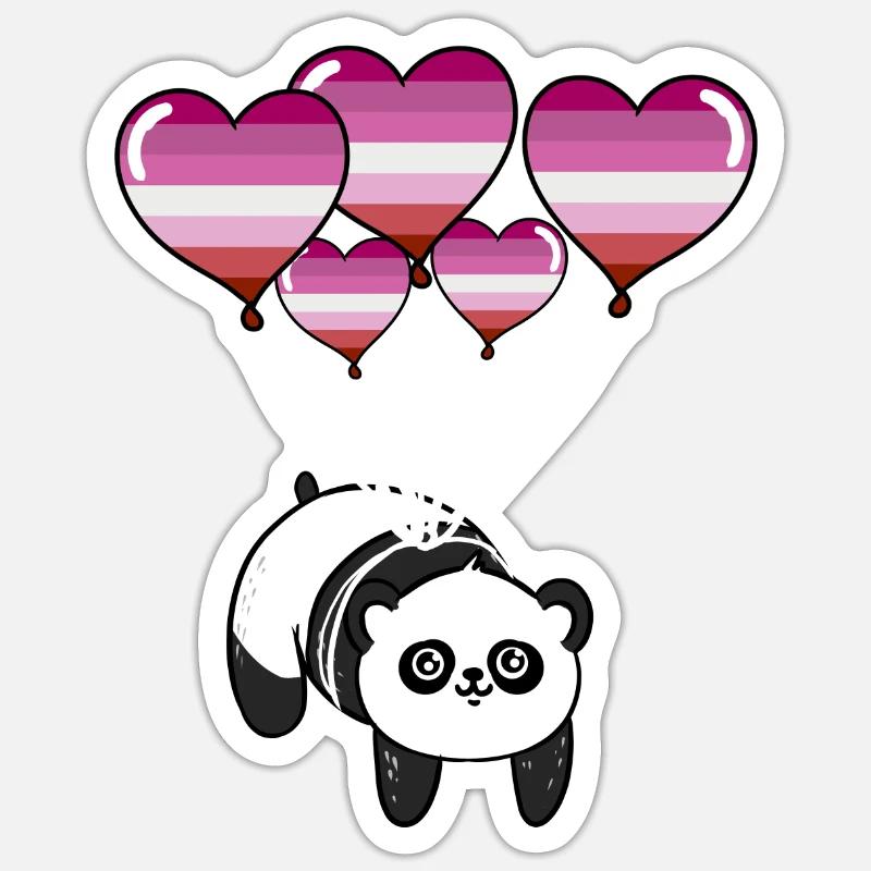 Panda Lesbian Pride - Sticker size S (10 x 10 cm) - white matte