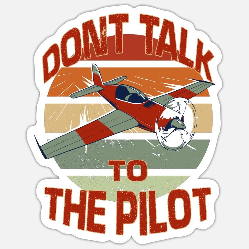 Pilotes pilotes pilotes vintage d’avion - Sticker taille S (10 x 10 cm) - blanc mat