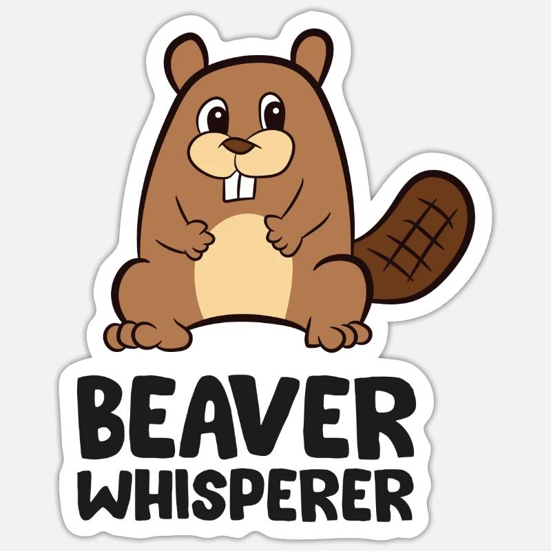 Biberflüsterer Lustiger Biber - Sticker Größe S (10 x 10 cm) - Mattweiß