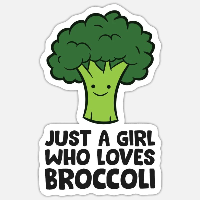 Nur ein Mädchen, das Brokkoli liebt - Sticker Größe S (10 x 10 cm) - Mattweiß