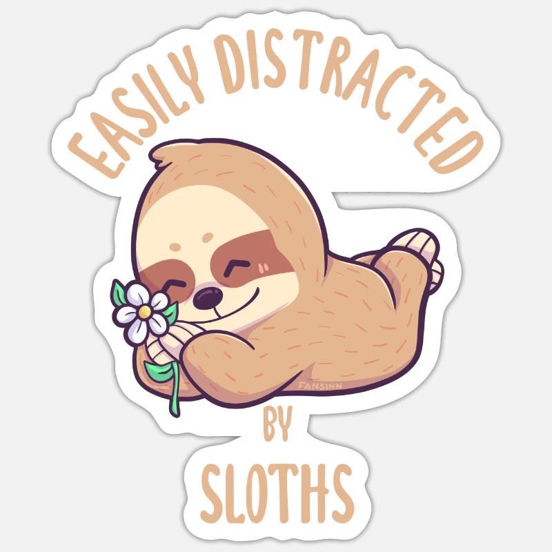 Easily Distracted By Sloths - Sticker size S (10 x 10 cm) - white matte