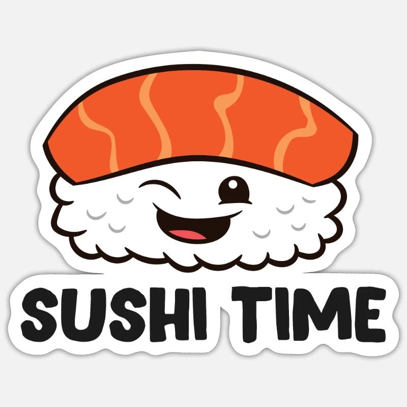 Sushi Temps Amour Sushi - Sticker taille S (10 x 10 cm) - blanc mat