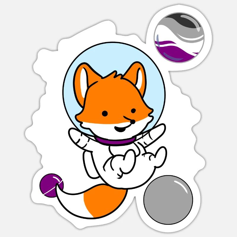 Fuchs Astronaut Ace Pride - Sticker Größe S (10 x 10 cm) - Mattweiß