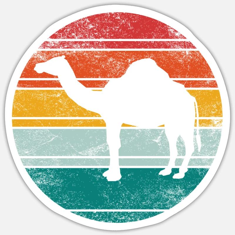Vintage Kamel Dromedar Idée cadeau - Sticker taille S (10 x 10 cm) - blanc mat