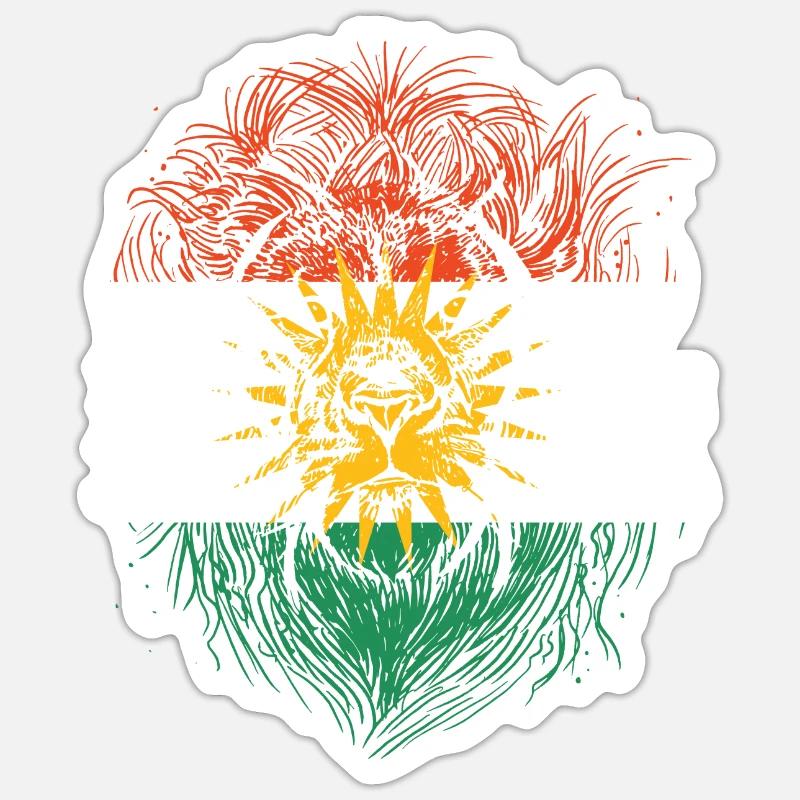 Kurdistan Löwe Kurde Kurden Kurdisch Geschenk - Sticker Größe S (10 x 10 cm) - Mattweiß