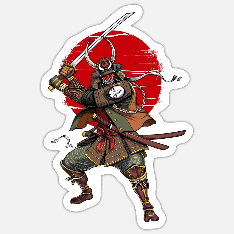 Samurai Krieger Dämon Oni Sticker Größe S (10 x 10 cm)