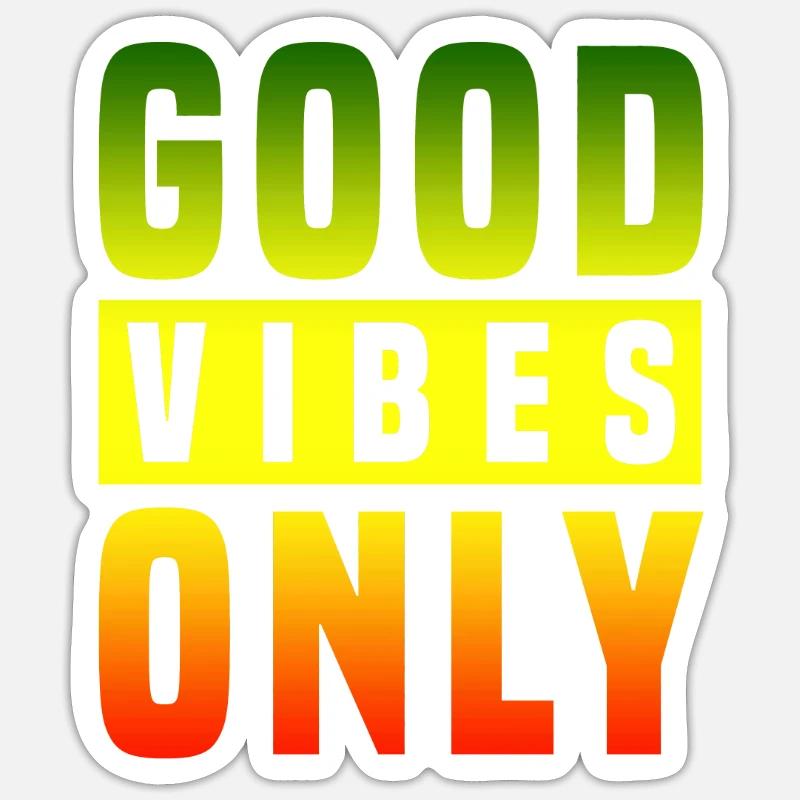 Good Vibes Only Rasta Reggae Roots - Sticker taille S (10 x 10 cm) - blanc mat