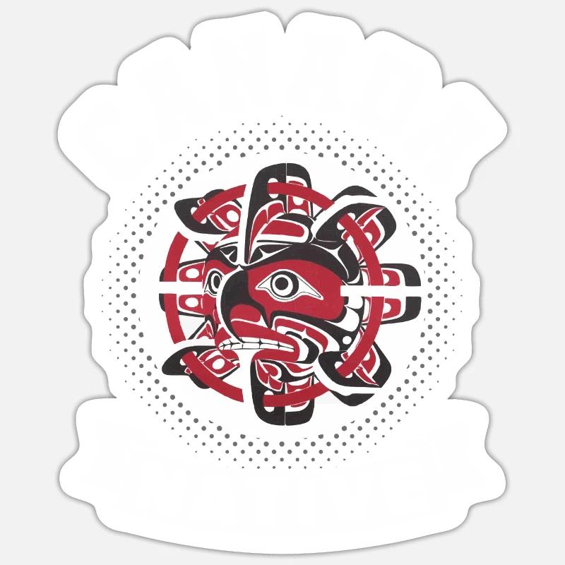 Canada Haida Natives "Red Eagle" - Sticker Größe S (10 x 10 cm) - Mattweiß