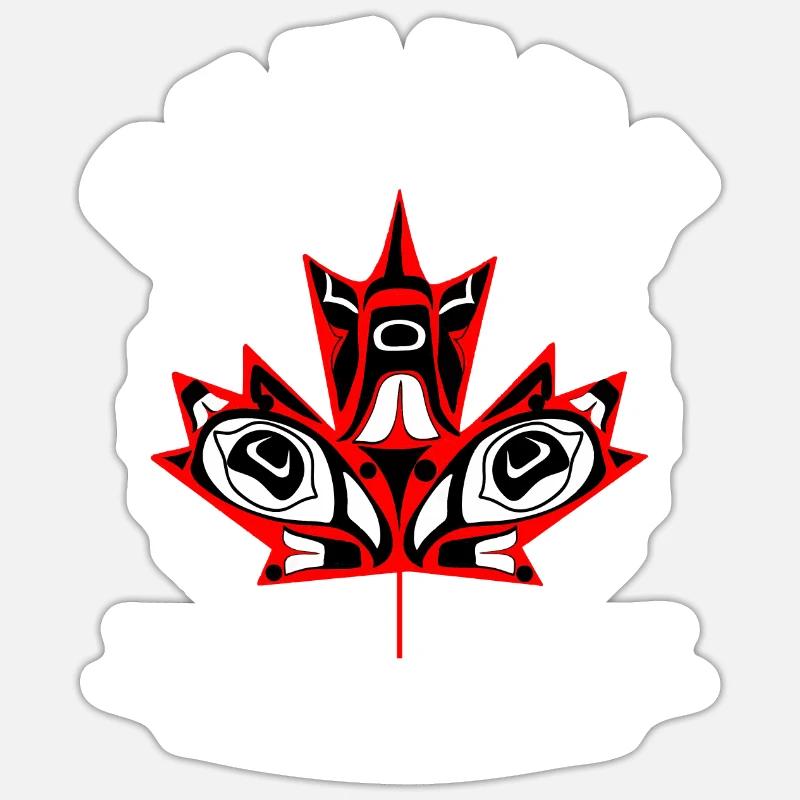 Canada Native Haida Maple Leaf - Sticker taille S (10 x 10 cm) - blanc mat