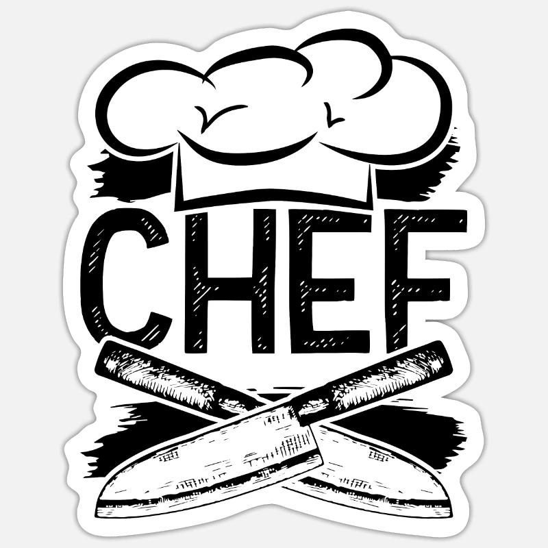 chef cuisiner - Sticker taille S (10 x 10 cm) - blanc mat