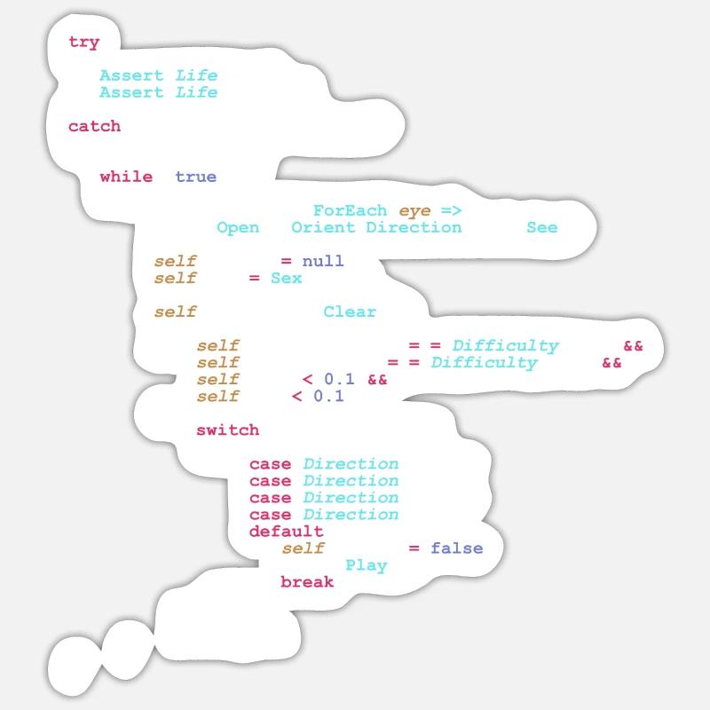 Code d’humour programmeur - pour les développeurs de logiciels - Sticker taille S (10 x 10 cm) - blanc mat