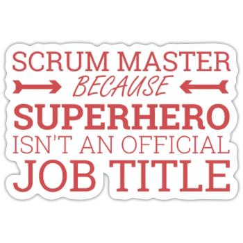 « Scrum Master Superhero | » Scrum Master" » - Sticker taille S (10 x 10 cm) - blanc mat - Devant