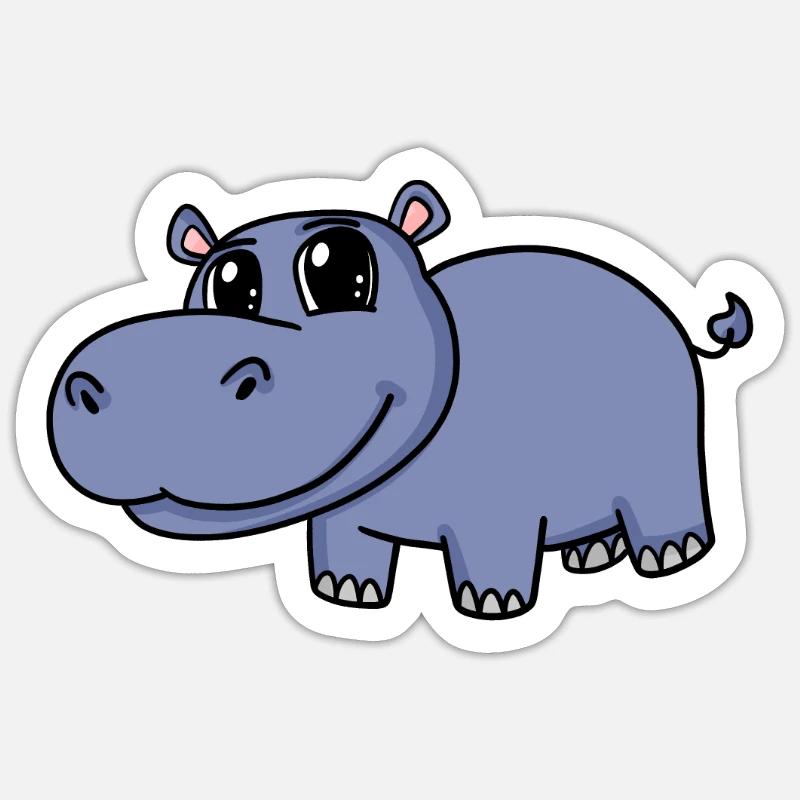Nilpferd - Sticker Größe S (10 x 10 cm) - Mattweiß