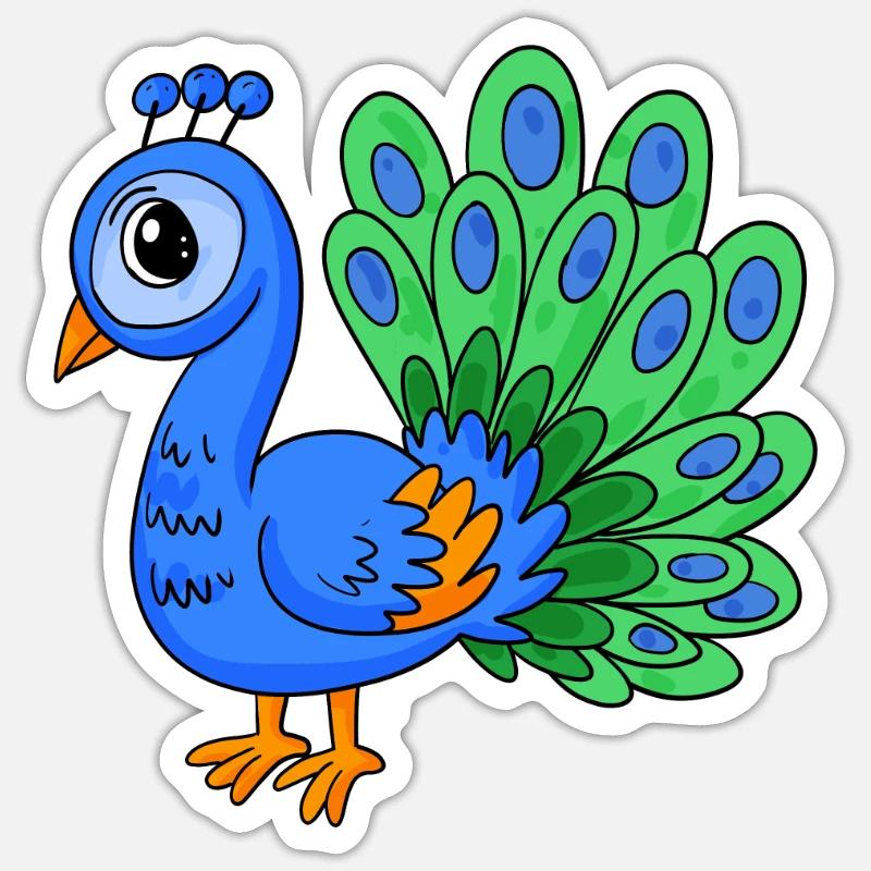 Peacock Bird - Sticker size S (10 x 10 cm) - white matte