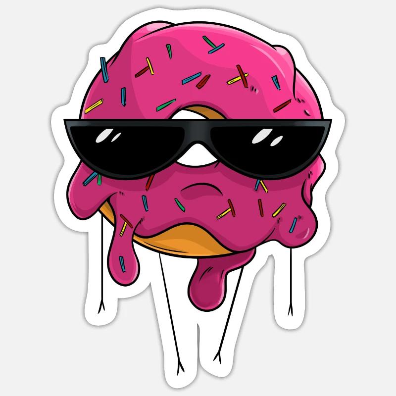 Lecker Donut - Sticker Größe S (10 x 10 cm) - Mattweiß