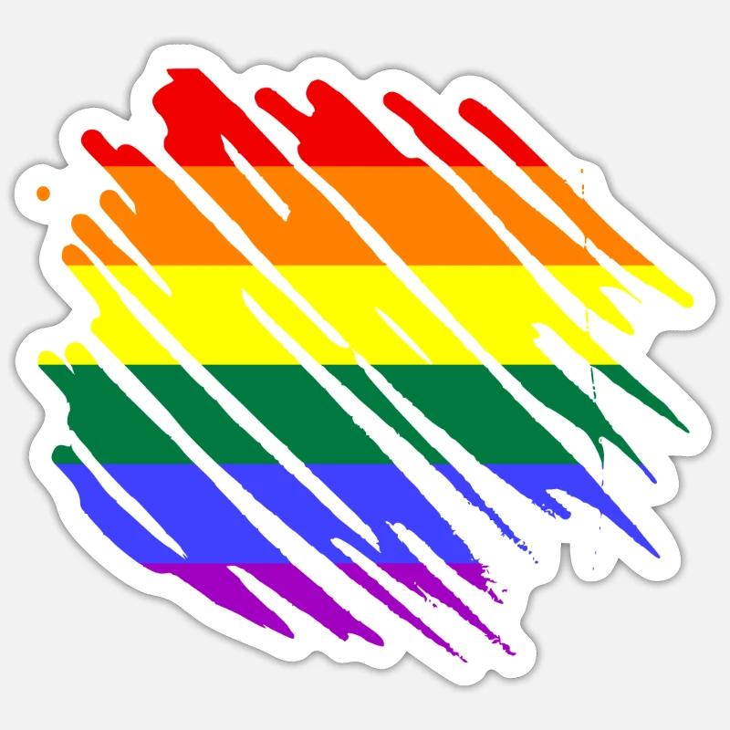 Drapeau arc-en-ciel LGBT - Sticker taille S (10 x 10 cm) - blanc mat