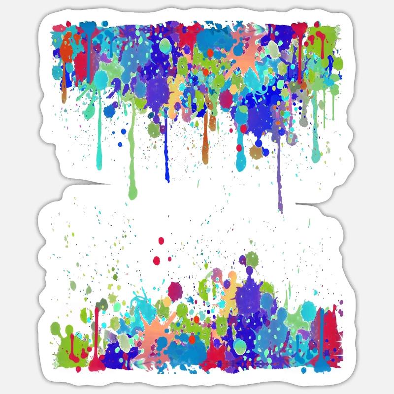 Crazy Multicolored Running Splashes 2 - Sticker taille S (10 x 10 cm) - blanc mat