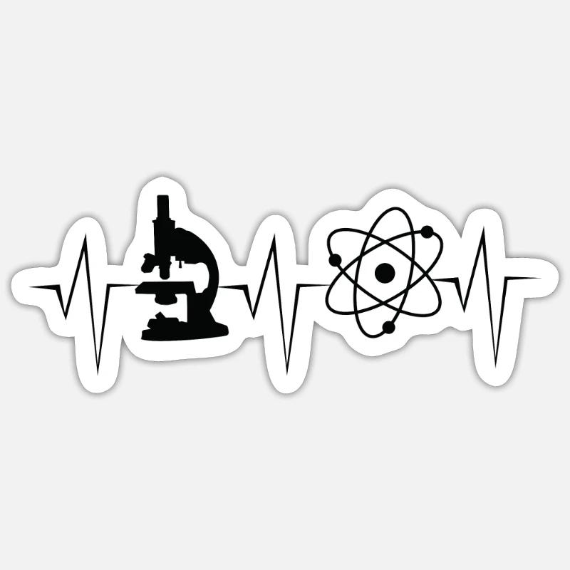 Chemist Heartbeat Microscopes Scientist - Sticker size S (10 x 10 cm) - white matte