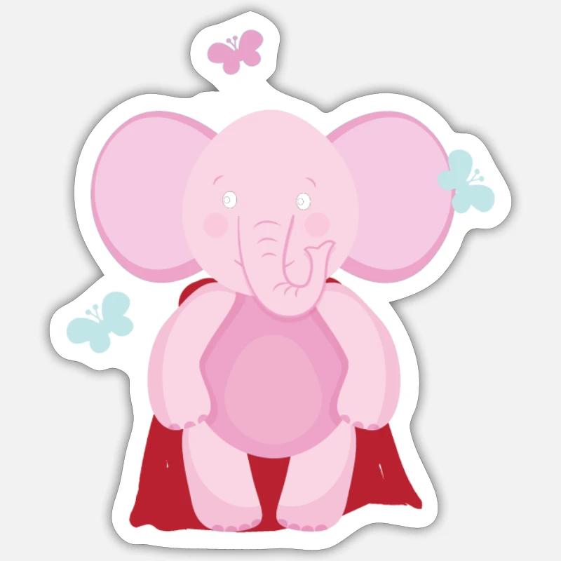 Elefant Superheld - Sticker Größe S (10 x 10 cm) - Mattweiß