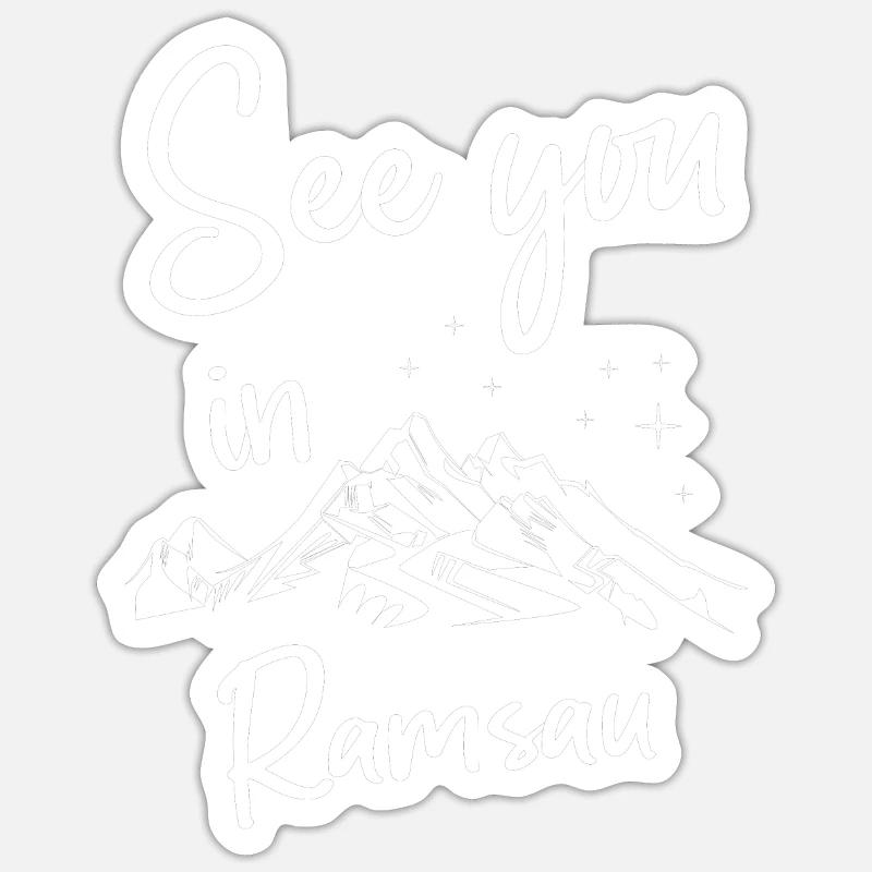 Ramsau Ski Berg Snowboard - Sticker taille S (10 x 10 cm) - blanc mat