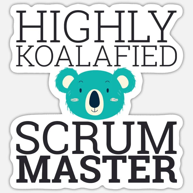 "Scrum Master Koalafied | "Scrum Master"" Sticker Größe S (10 x 10 cm)