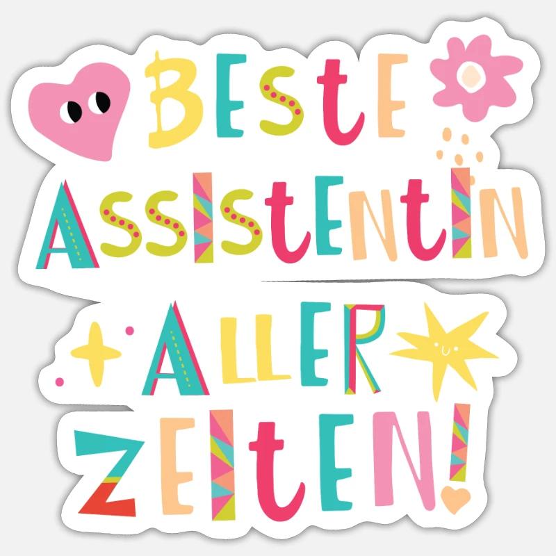 Beste Assistentin aller Zeiten Geschenk - Sticker Größe S (10 x 10 cm) - Mattweiß