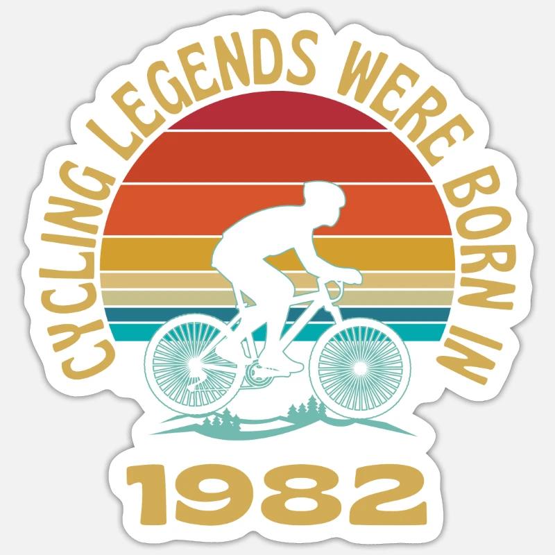 Les légendes du cyclisme sont nées en 1982 - Sticker taille S (10 x 10 cm) - blanc mat