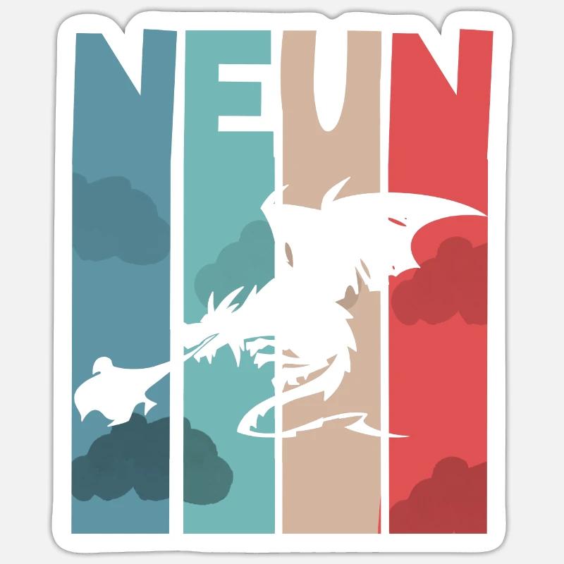 Drache 9. Geburtstag Kinder Drachen - Sticker Größe S (10 x 10 cm) - Mattweiß