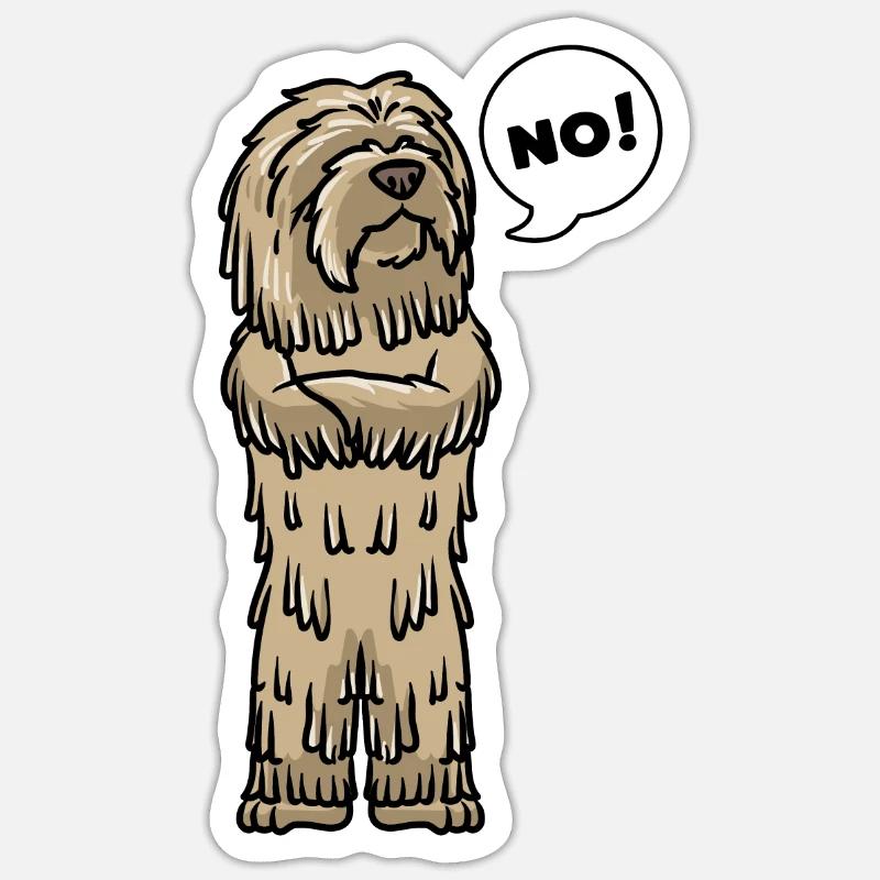 Sturer Bergamasker Hirtenhund Hund - Sticker Größe S (10 x 10 cm) - Mattweiß