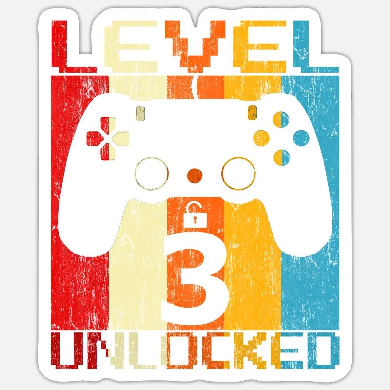 Level 3 freigeschaltet - Sticker Größe S (10 x 10 cm) - Mattweiß