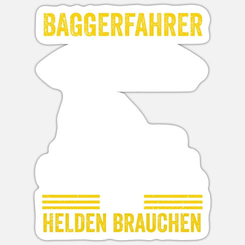 Baggerfahrer Bauleiter Bagger - Sticker Größe S (10 x 10 cm) - Mattweiß