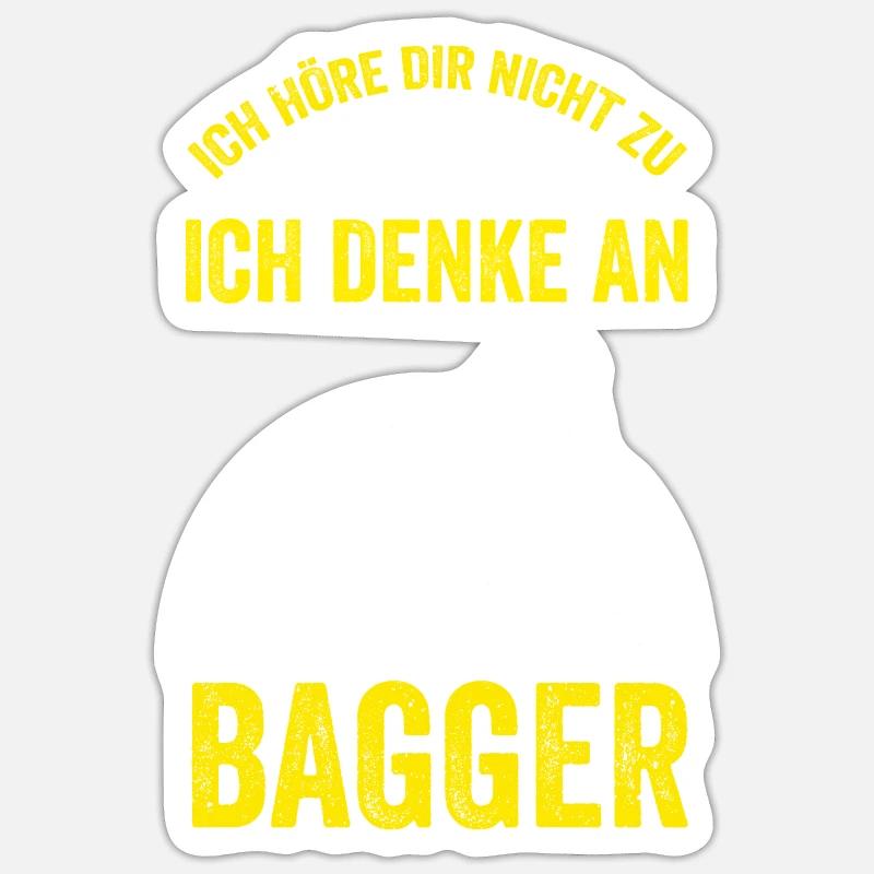 Baggern Baggerfahrer Bagger - Sticker Größe S (10 x 10 cm) - Mattweiß