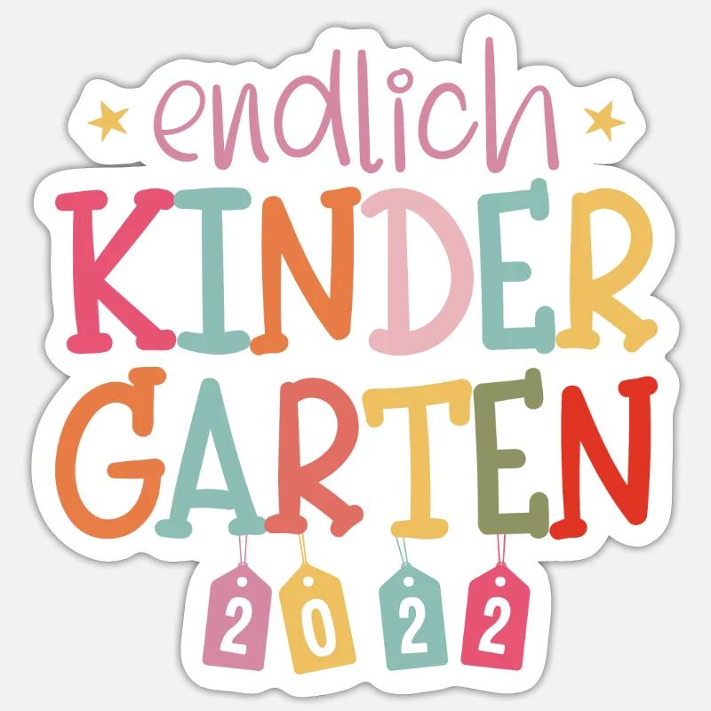 Endlich Kindergarten 2022 Mädchen - Sticker Größe S (10 x 10 cm) - Mattweiß