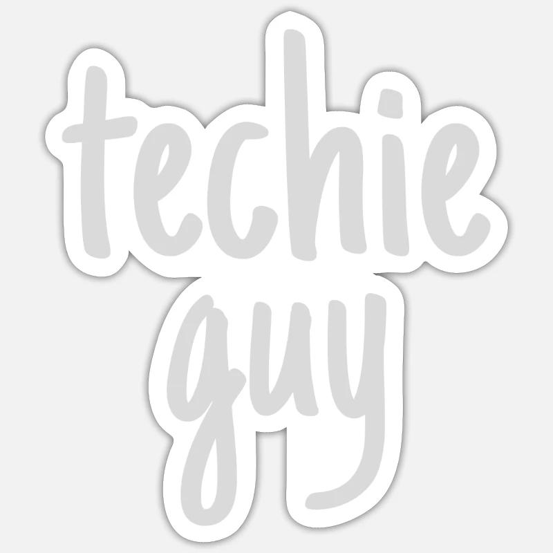 Technikfreak Guy - Sticker Größe S (10 x 10 cm) - Mattweiß