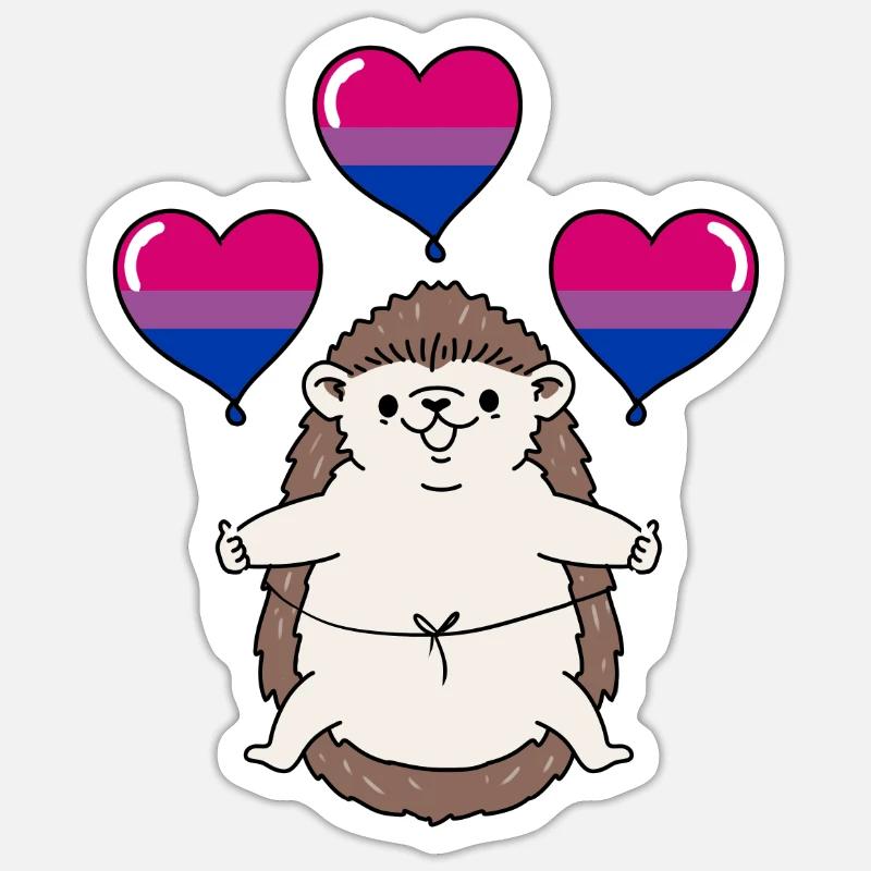 Igel Ballon Bisexual Pride - Sticker Größe S (10 x 10 cm) - Mattweiß